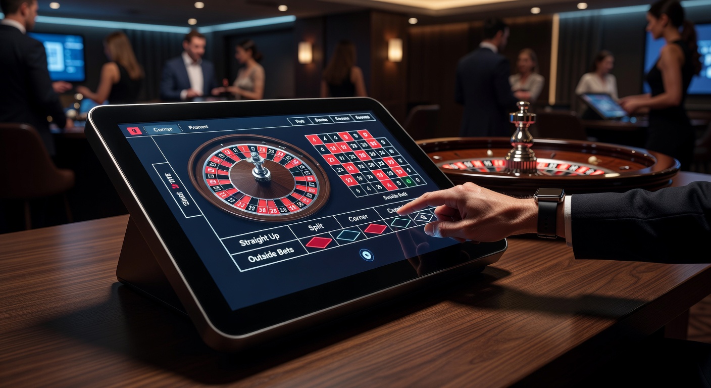 Close-up of a live roulette wheel on a mobile touchscreen showing precise chip placement via tap controls during dealer spins