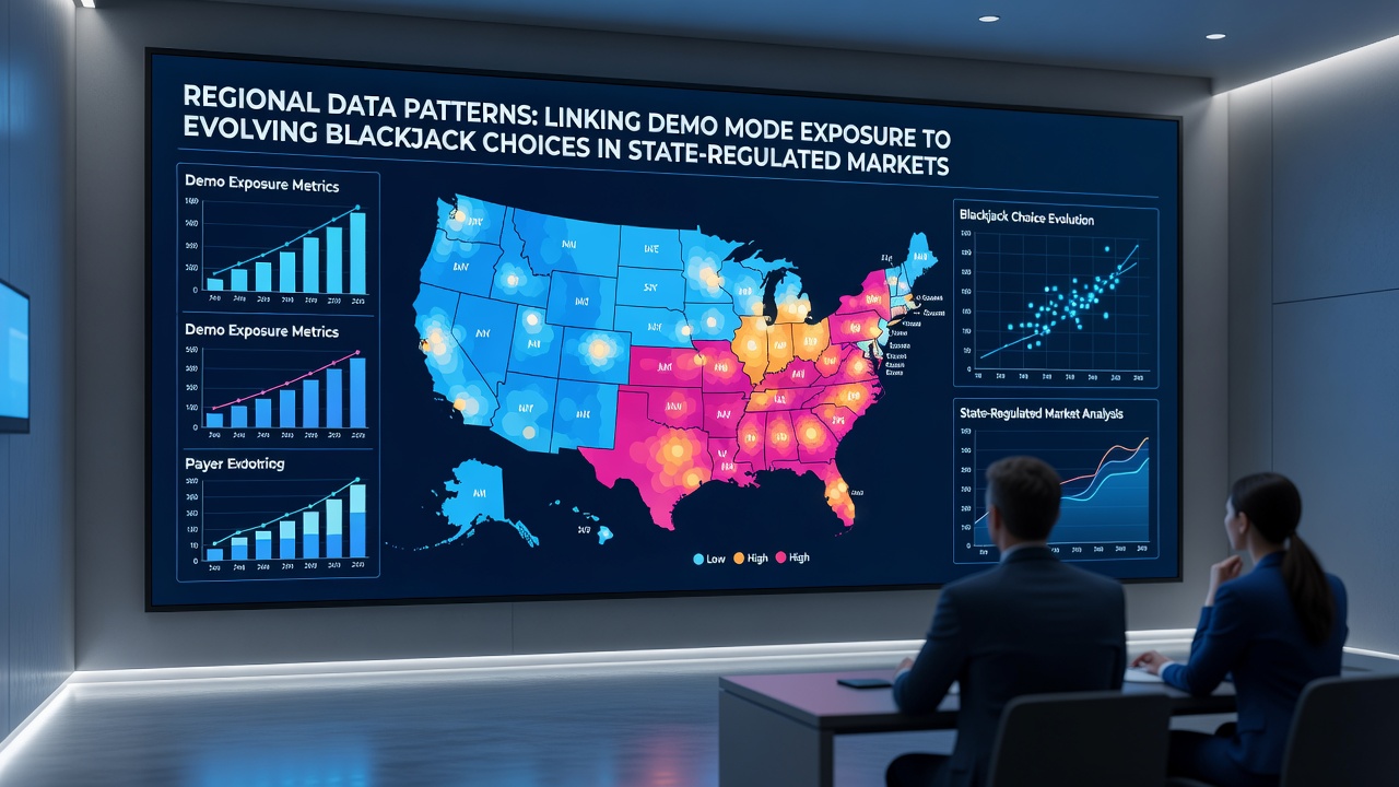 Regional heat map illustrating blackjack decision shifts across state-regulated mobile platforms